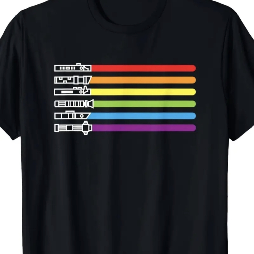 🌈T-Shirt--"Light Sabers" in Black, Men's size XL  ✴️LAST ONE✴️